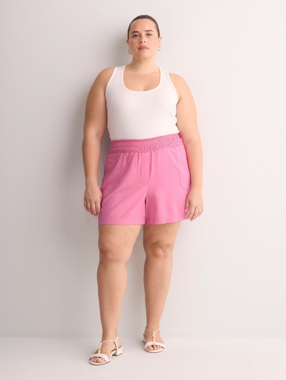 Penningtons Size 1X Linen Blend Pull-On Shorts